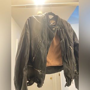 Free people worn leather jacket.